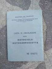 Motom 51 Carta Di Corcolazione + Foglio Complementare libretto 1960 Anni 50 60