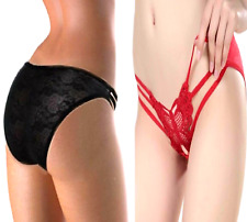 2 Perizoma sexy da donna in pizzo trasparente slip tanga aperto intimo hot