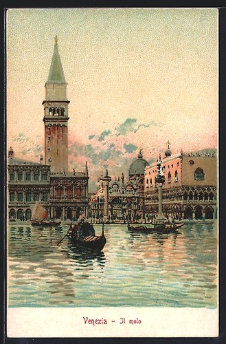 Litografia venezia molo - venezia,,