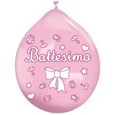 20 palloncini rosa battesimo ø 26 cm  BIG-72214-20