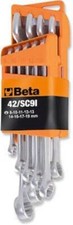 Serie di 9 chiavi cromate combinate Beta con supporto compatto art. 42/SC91