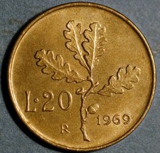 Italia 20 Lire 1969 KM# 97