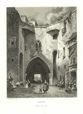  AMALFI  INCISIONE  su ACCIAIO  TRATTA DA DIPINTO  DI C. FROMMEL 1840