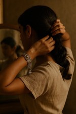 Bracciale Vintage Orientale Placcato Argento Anni 50 60 Mano Fatima Orientale 