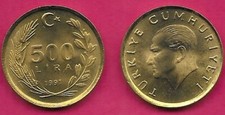 TURCHIA 500 LIRE 1991 UNC