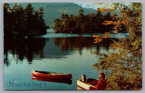 Cartolina canoe vista lago - cartolina,