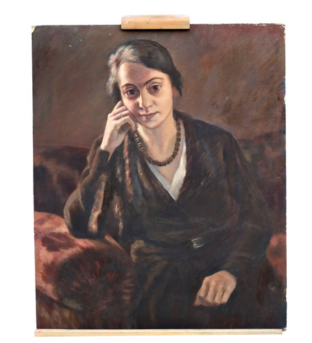 Ritratto donna olio su - di,