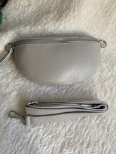 marsupio donna vera pelle Grigio Con Tracolla Regolabile Made In Italy