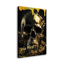 Quadro moderno stampa su tela motivazionale Teschio Die First canvas