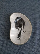 Vintage ciotola piattino ceramica base rivestita in pelle Stile FANTONI ITALY