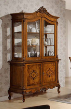 MOBILE CRISTALLIERA VETRINA VENEZIANA IN NOCE E RADICA INTARSIATA  x SALA 531