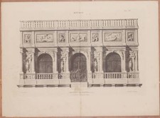 Litografia architettura attico - litografia,