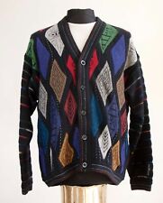 CARLO COLUCCI Warm Cardigan Uomo Blu Maglione Multicolore Wool Viscosa Tg50