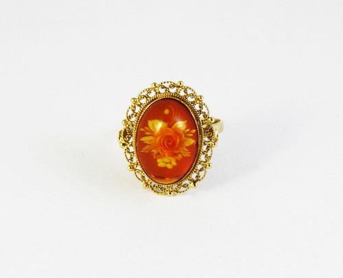 Anello cammeo ambra oro - anello,