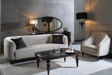 Divano 3+1 posti tavolino tessuto set design moderno 3 pezzi arredamento nuovo