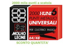 2000 Punti metallici universali  per cucitrice6/4 Molho Leone punti acciaio64/48