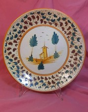 Grande piatto Caltagirone stile Mario Iuduci, in ceramica ornamentale da parete 