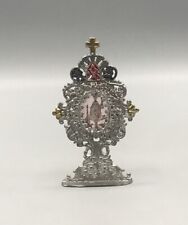 Piccolo bellissimo ostensorio peltro vetro altare casa altare casa delle bambole accessori vecchio antico