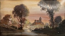 Gino Tassinari (1920-2001) Paesaggio Serale Con Chiesa