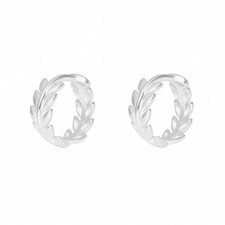 Orecchini Huggie Cerchio Foglia Ramo Oliva Laurie Piccolo Cerchio Argento Sterling