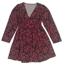 SHEIN Vestito abito fiori rossi maniche lunghe donna ragazza taglia XL