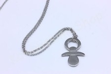 COLLANA LUNGA CIONDOLO A FORMA DI CIUCCIO PIATTO COLOR ARGENTO