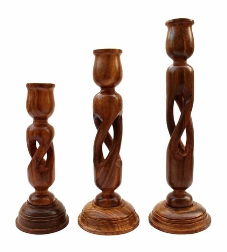 Handmade legno portacandele - in,
