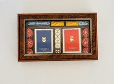 DAL NEGRO Cofanetto In Legno Carte Da Gioco Poker , Fiches e Dadi