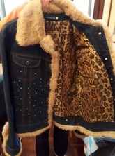 giacca jeans donna Propaganda pelliccia Leopardato simil swarosky Jacket M woman