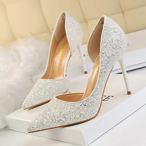 Decolte bianche glitterate con - bianche,
