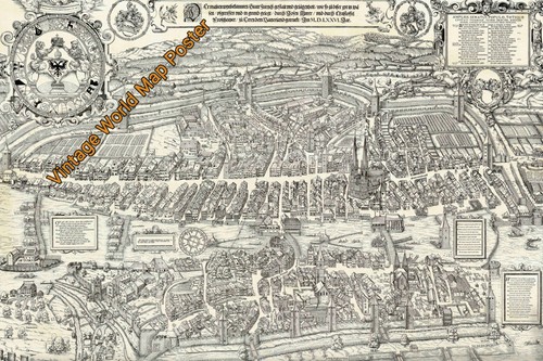 Poster vintage 1576 mappa - , del