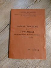 CARTA DI CIRCOLAZIONE FIAT 1100 Anni 60 Parma 1963 Fiat