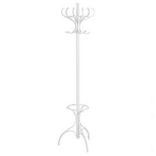 Attaccapanni,Appendiabiti da Terra,Legno di Pioppo, Bianco 48 x 48 x 182 cm