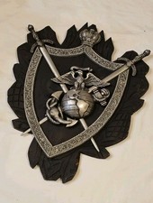 TARGA DA PARETE STEMMA CORPO MARINO CON EMBLEMA IN METALLO E SPADA SEMPER FIDELIS