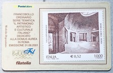 ITALIA 2001 ROMAFIL 2002 DOMUS AUREA ROMA TESSERA FILATELICA FRANCOBOLLO