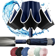 Ombrello Pieghevole, Viaggio Antivento, Luce a Led,Design Pieghevole Inverso, Po