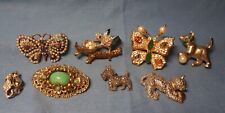 Lotto di 8 bellissime spille vintage di alta bigiotteria, anni 60/70