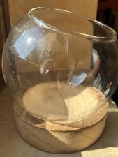 Vaso in vetro e legno - ideale per piccole piante grasse o rose statiche