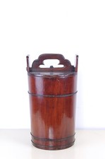 Antico secchio con coperchio vecchio bidoncino in legno per zucchero Firkin 46cm