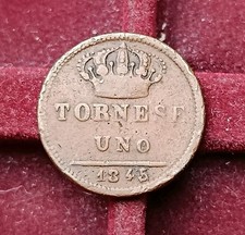 Tornese Uno 1845 Raro- Ferdinando II- Regno Delle Due Sicilie