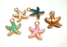 4pz misti ciondoli charms stella marina in metallo smaltato colore vari 18x14mm 