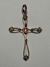 ANTICO PENDENTE ORO 14Kt RUBINO MICROPERLE ANNI 50