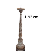 Torciere antico grande candeliere in legno intagliato candelabro da terra chiesa