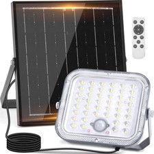 AIGOSTAR FARO FARETTO SOLARE LED 80W SENSORE MOVIMENTO CREPUSCOLARE TELECOMANDO