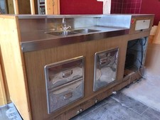 Bancone bar professionale vintage in acciaio e legno – 223 cm – usato