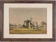 Dipinto di Carlo Bossoli, Tempio di Venere e Roma originale con autentica