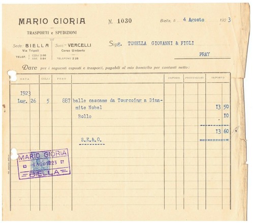 Fattura biella mario gioria - fattura,
