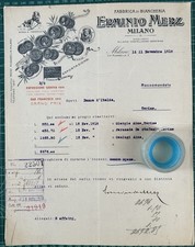 Rara Fattura Fabbrica Biancheria Erminio MERZ-Milano del 1918