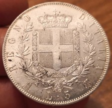 Moneta lire 1871 milano - moneta, 5