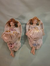 Coppia Acquasantiere In Porcellana  Anni 60/70 